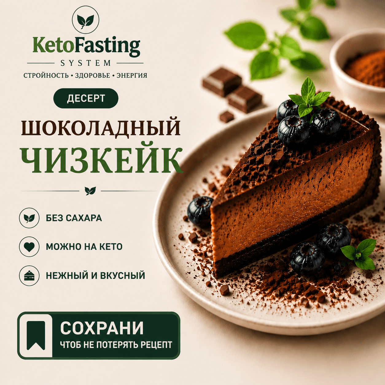 Кето чизкейк шоколадный